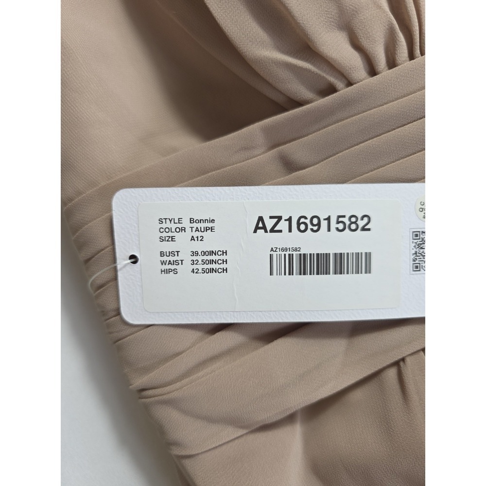 Azazie Bonnie Taupe Bridesmaid Maxi Dress A12 NWT Formal Halter Gown Prom - Picture 10 of 14